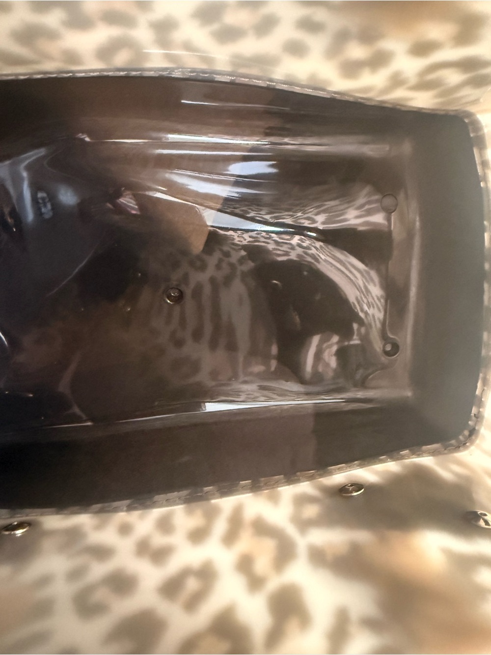 Furla Leopard-Print Dome Satchel with Black Trim and Pom-Authentic!! - Picture 10 of 11